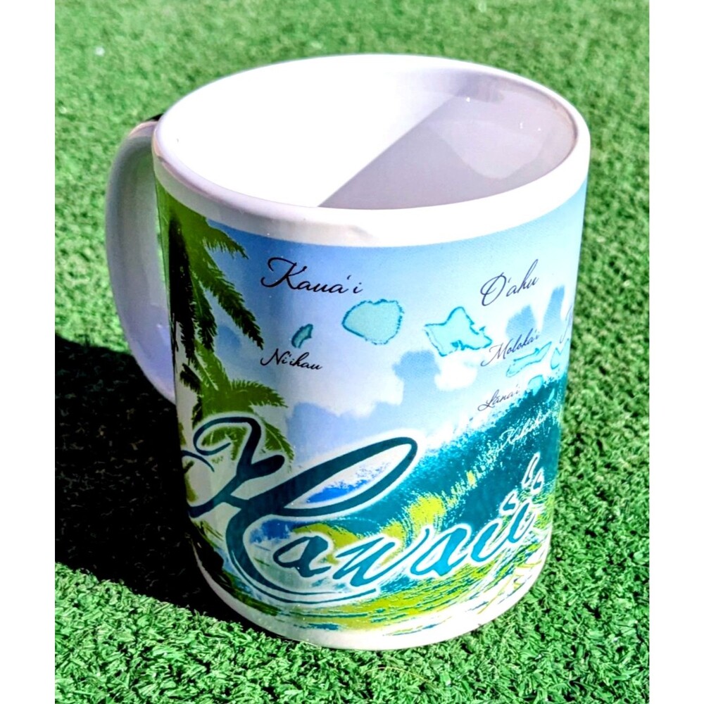 Coffee Cup Mug ABC Island Waves Hawaii HI 2014 4Hx3W” Blue Green White NIB